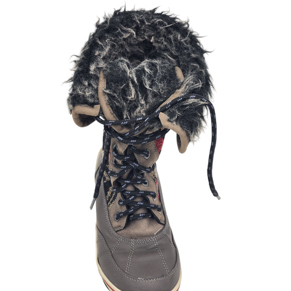 Aztec Print Snow Boots Warm Faux Fur Women Size 6/7 Boho Cozy Winter W22750 - Picture 7 of 16
